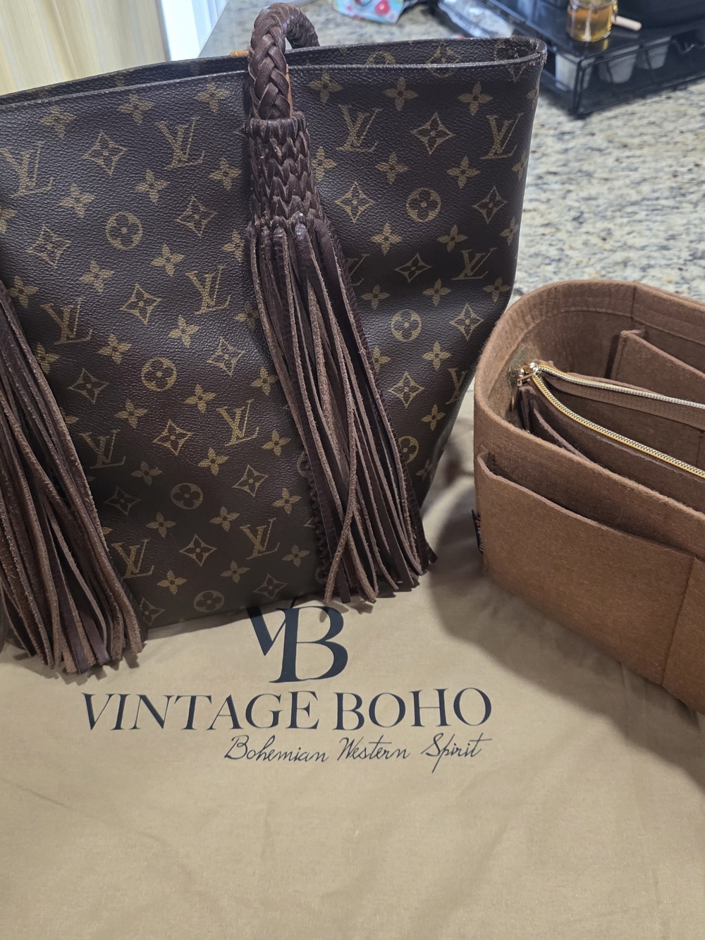Vintage Boho Mykonos Louis Vuitton  Tassel Tote - Brown